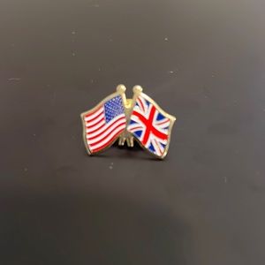 Flag lapel pin with red, white, blue and gold